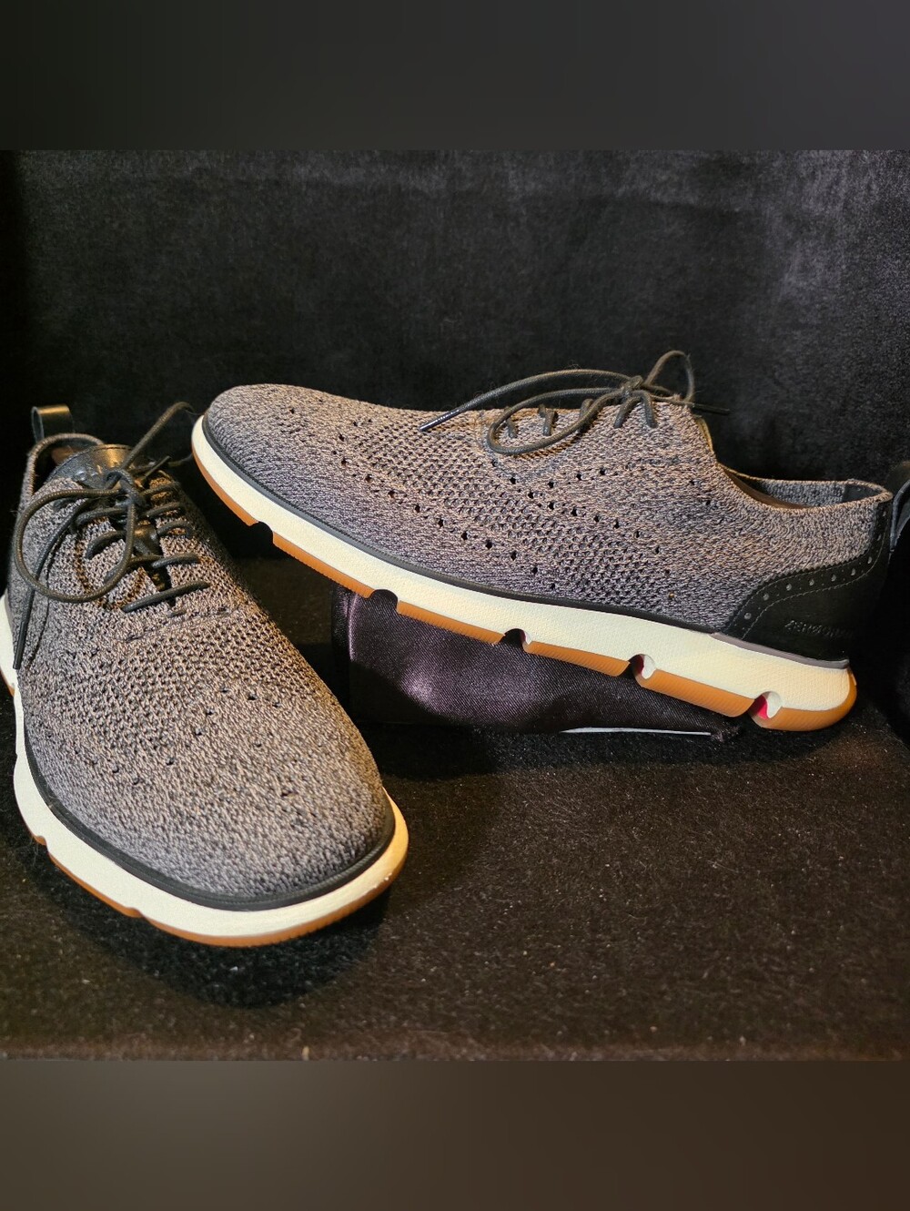 Cole Haan Men's Grey Knit Lace-Up Casual Shoes Size 13